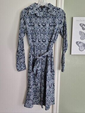 EUC Brooks Brothers Liberty Fabric Midi Shirt Dress W/ Belt, US 6